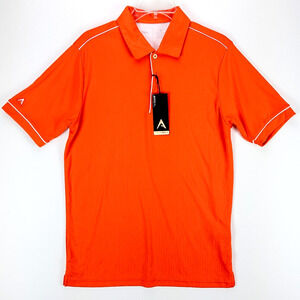 Orange Golf Polo White Contrast Men’s Medium Moisture Wicking Quick Dry Antigua